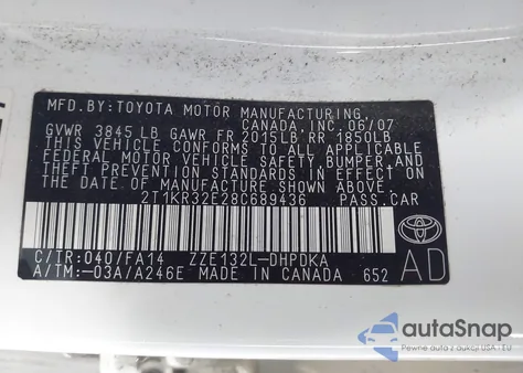 2008 Toyota Matrix from USA, damaged, VIN 2T1KR32E28C689436